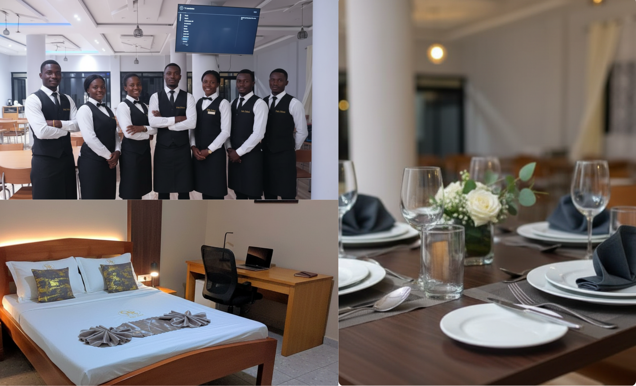 boutique hotel lobby elegant warm lighting African decor